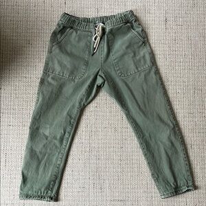 Green Casual Pants with Drawstring